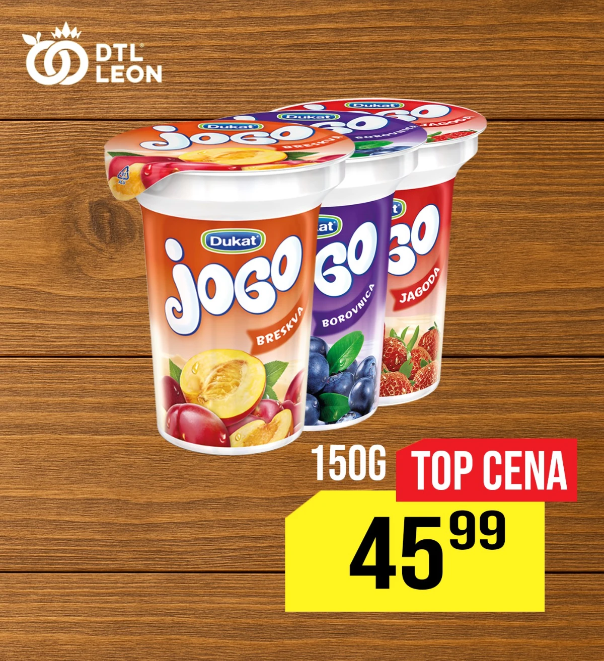 DTL Leon akcija maj 2026 Jogo Dukat jogurt 150 g top cena 45,99 din