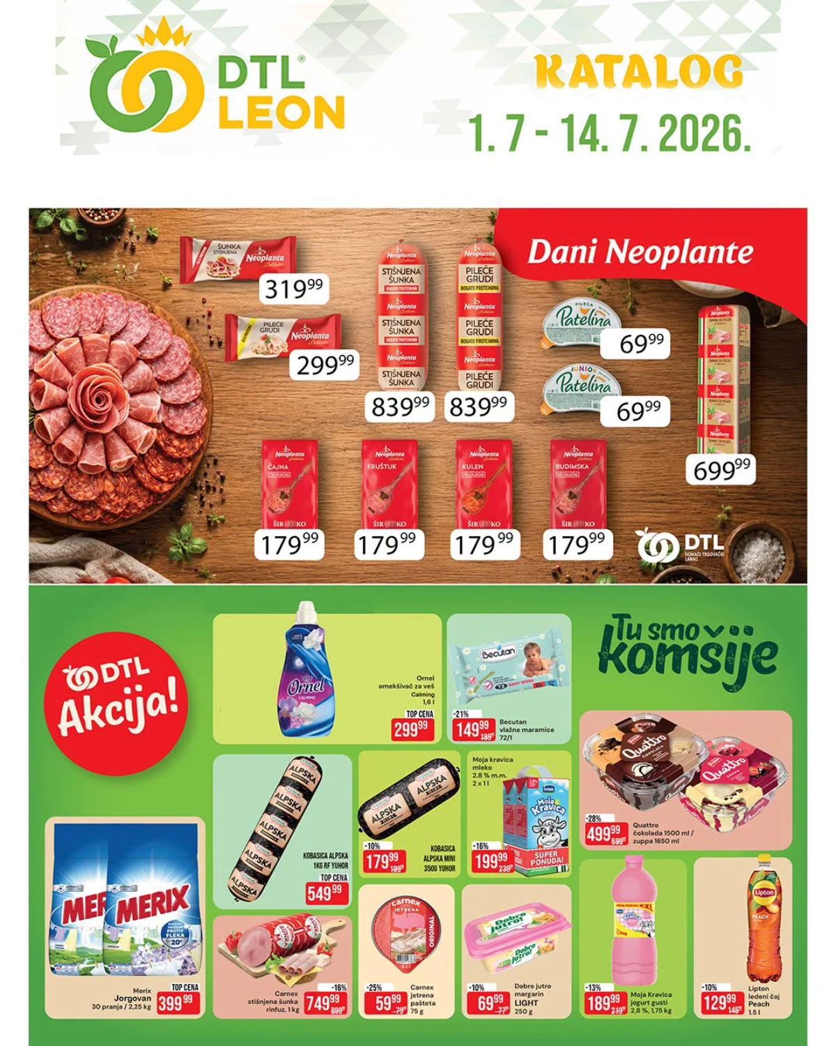DTL Leon katalog do 14.07.2026 – prehrana, piće, kućna hemija i proizvodi za domaćinstvo po akcijskim cenama
