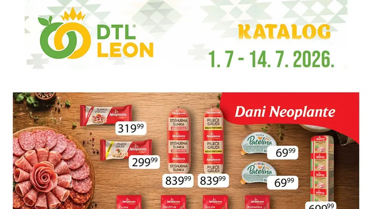 DTL Leon katalog do 14.07.2026 – prehrana, piće, kućna hemija i proizvodi za domaćinstvo po akcijskim cenama