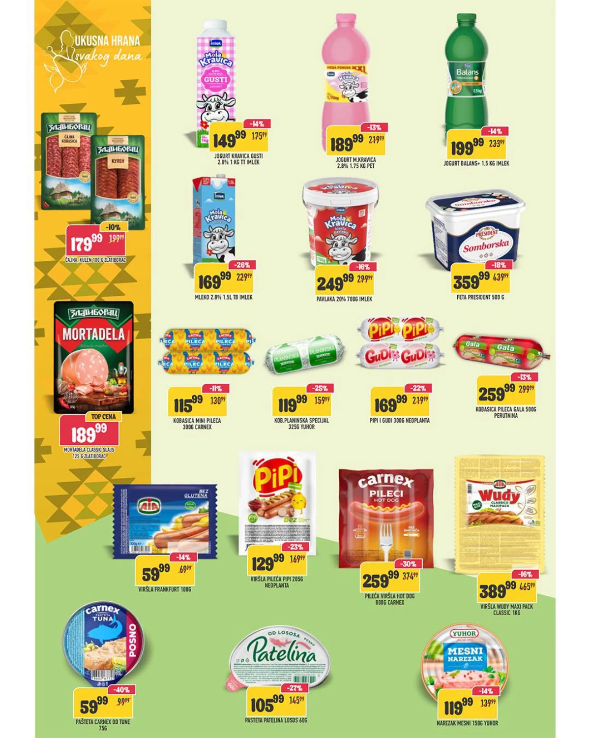 DTL Leon katalog strana 4 – mleko, jogurt, feta, viršle, kobasice i paštete