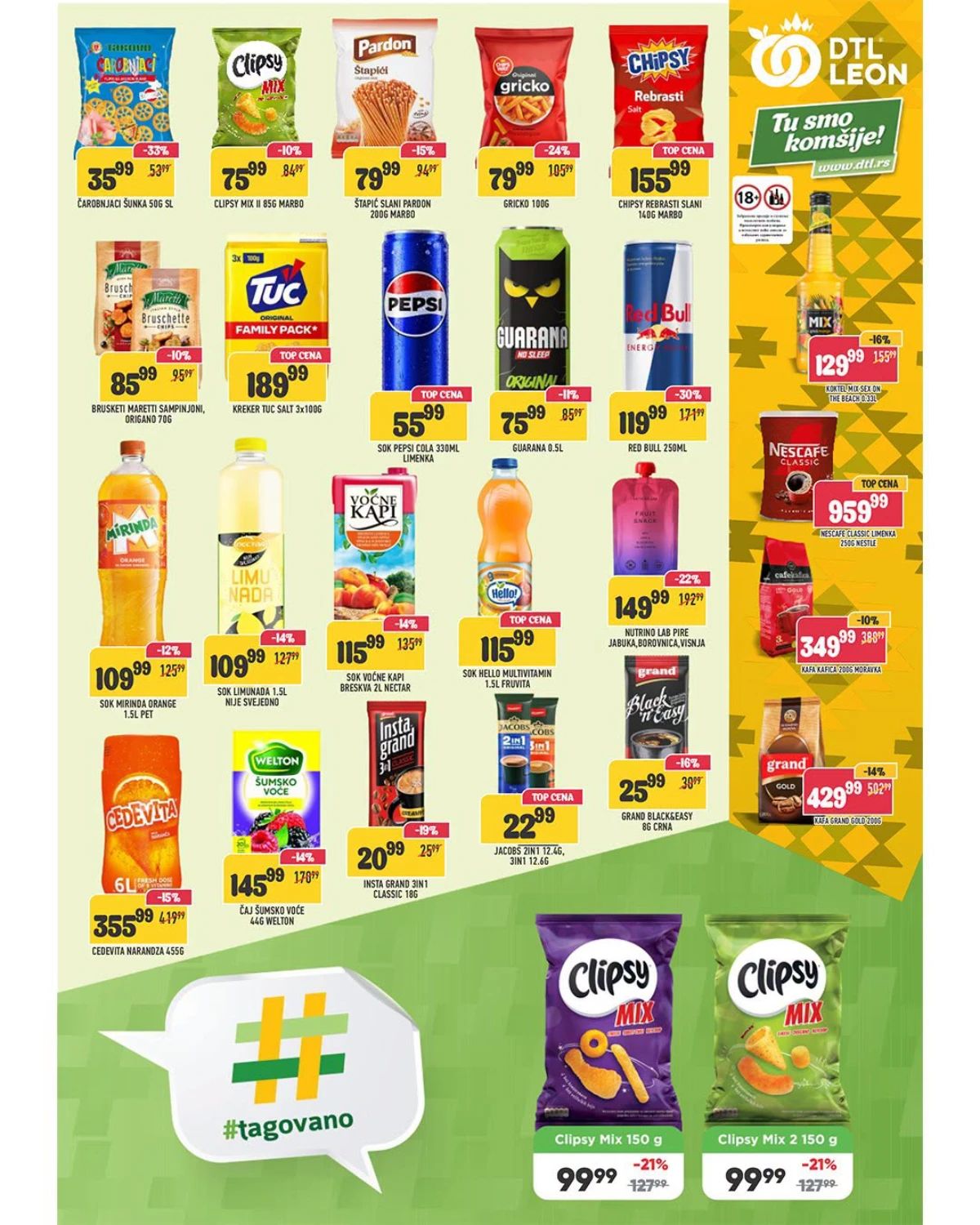 DTL Leon katalog strana 7 – grickalice, sokovi, kafa, energetska pića i čajevi