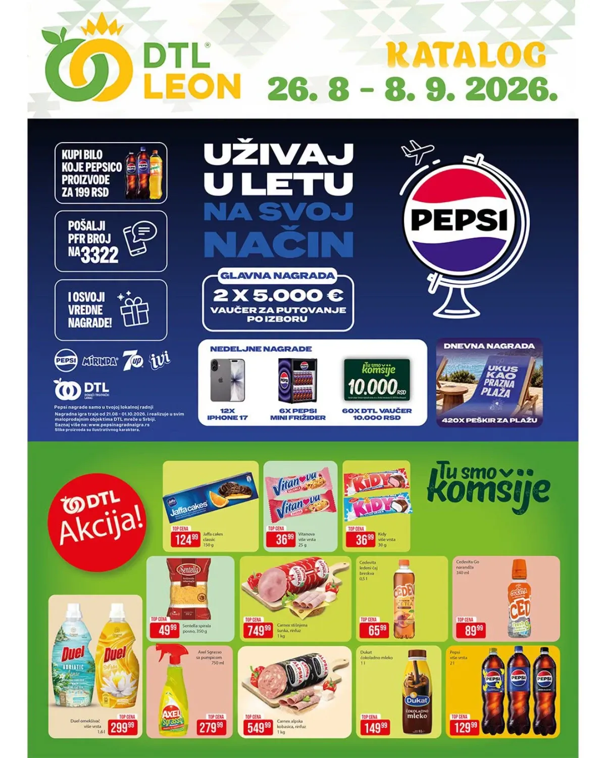 DTL Leon katalog od 26.08. do 08.09.2026. sa akcijskim cenama i vrednim nagradama
