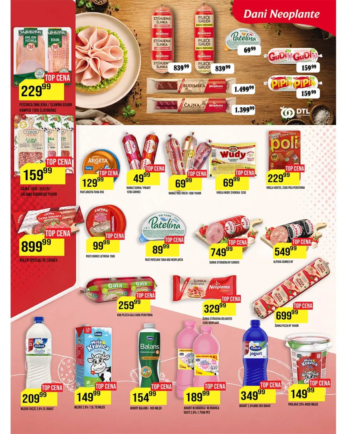DTL Leon katalog strana 4 – akcijske cene mesnih prerađevina, mleka i jogurta