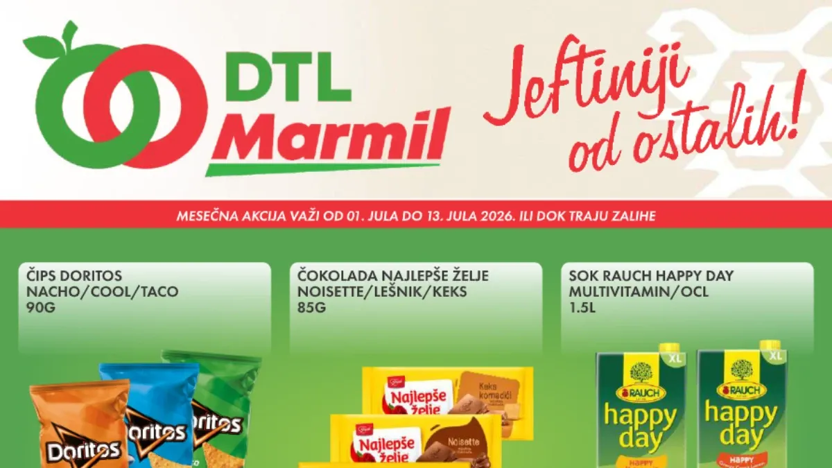 DTL Marmil katalog od 01. do 13.07.2026 sa akcijskim cenama za prehranu, pića, slatkiše i kućnu hemiju