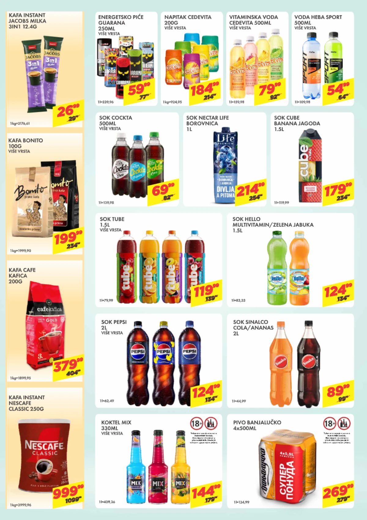 DTL Marmil katalog strana 4 sa kafom, sokovima, energetskim pićima i osvežavajućim napicima