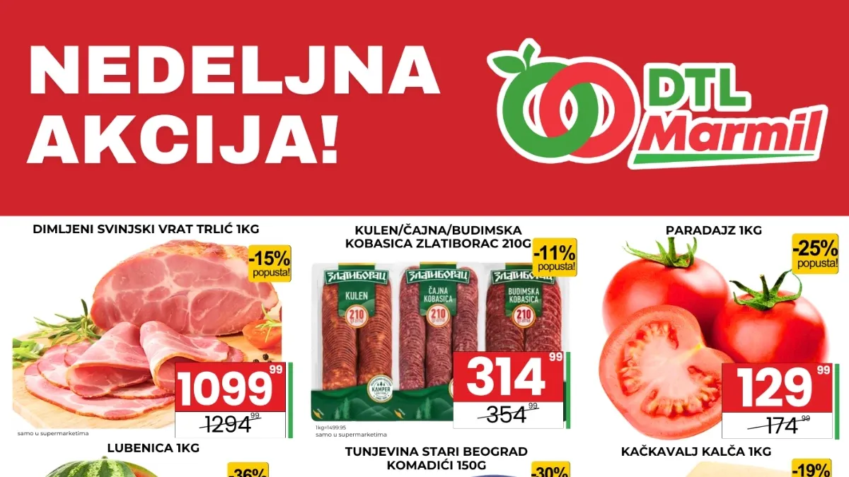 DTL Marmil akcija do 25.06.2026 – nedeljna ponuda sa popustima do 42% na prehranu i proizvode za domaćinstvo