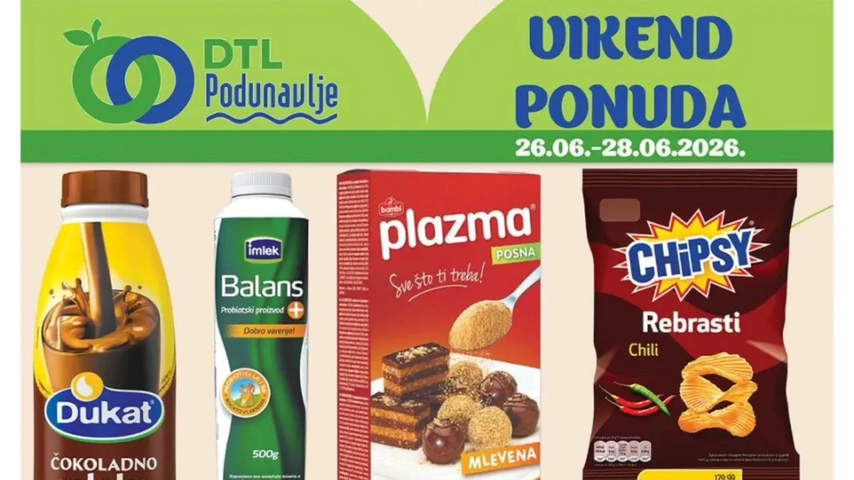 DTL Podunavlje vikend akcija od 26. do 28.06.2026 – vikend ponuda sa prehranom, pićem i proizvodima za domaćinstvo po sniženim cenama