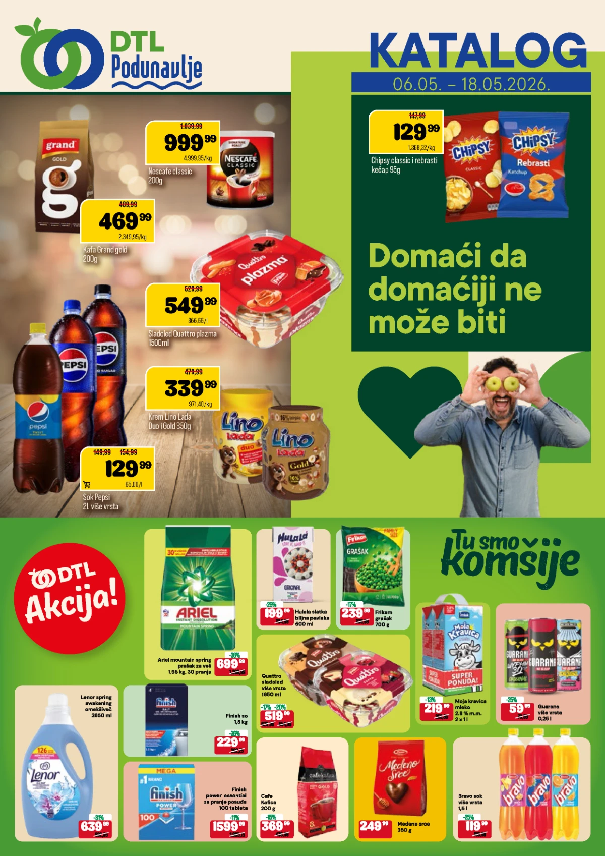 DTL Podunavlje akcija katalog sniženja prehrane, pića i kućne hemije do 18.05.2026 prva strana