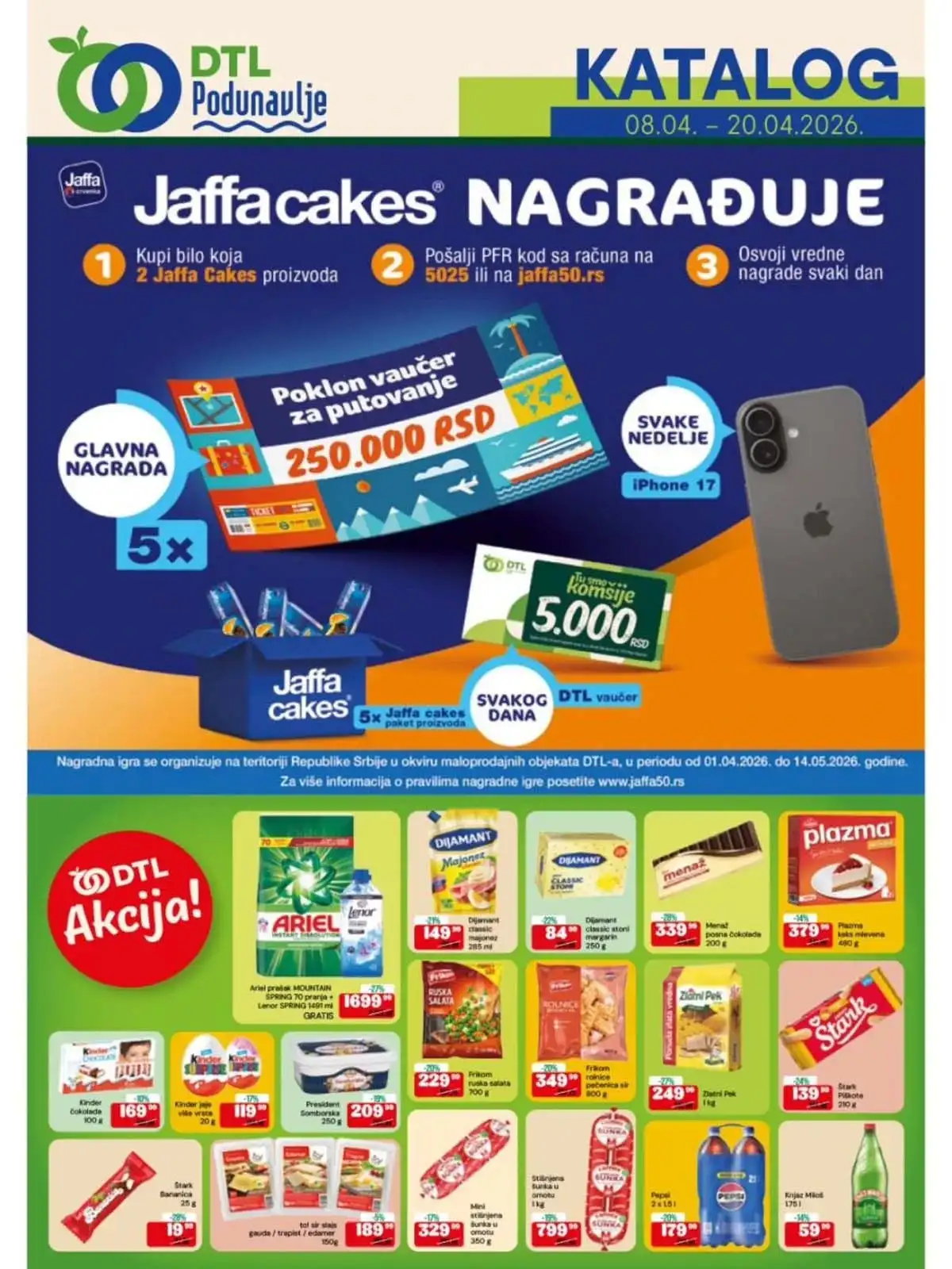 DTL Proleter akcija katalog sniženja prehrane pića i kućne hemije do 20. aprila 2026 prva strana