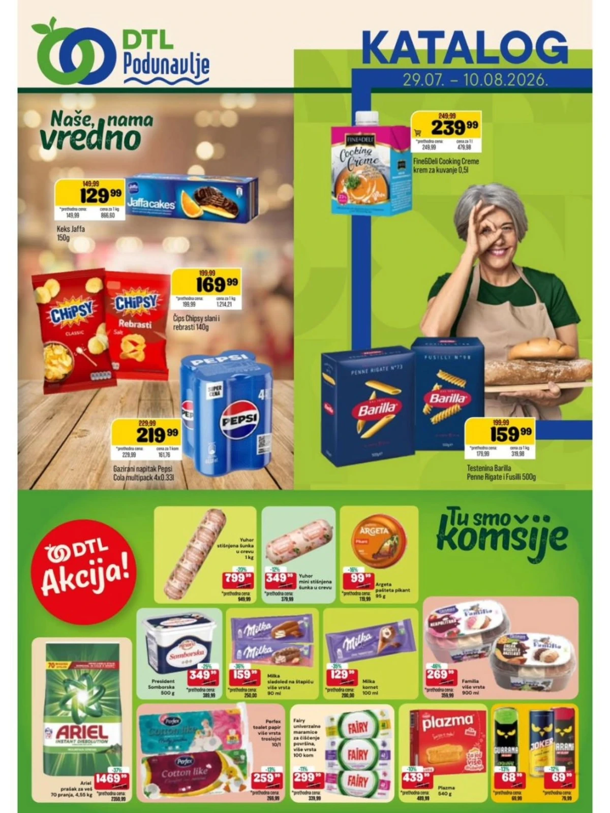 DTL Podunavlje katalog do 10.08.2026. – akcijske cene za Pepsi, Barilla, Jaffa keks, Moja Kravica i brojne prehrambene proizvode