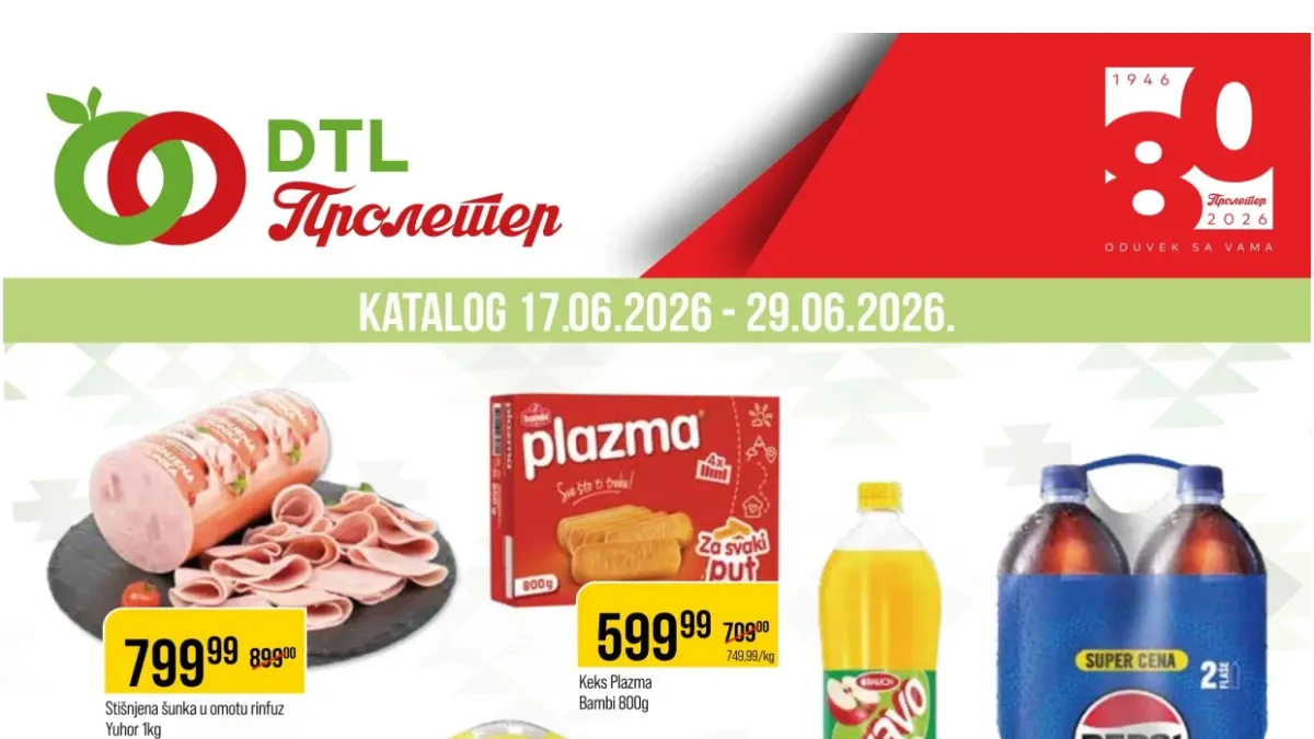 DTL Proleter katalog do 29.06.2026 – prehrana, piće, mlečni proizvodi i kućne potrepštine na akciji