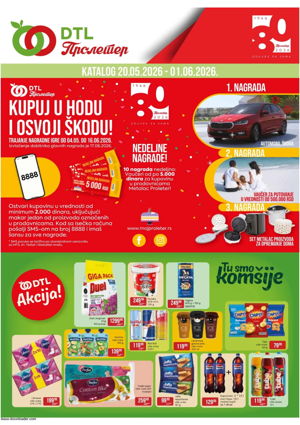 DTL Proleter akcija do 01.06.2026 – prehrana, piće, hemija i kućne potrepštine na sniženju do 44%