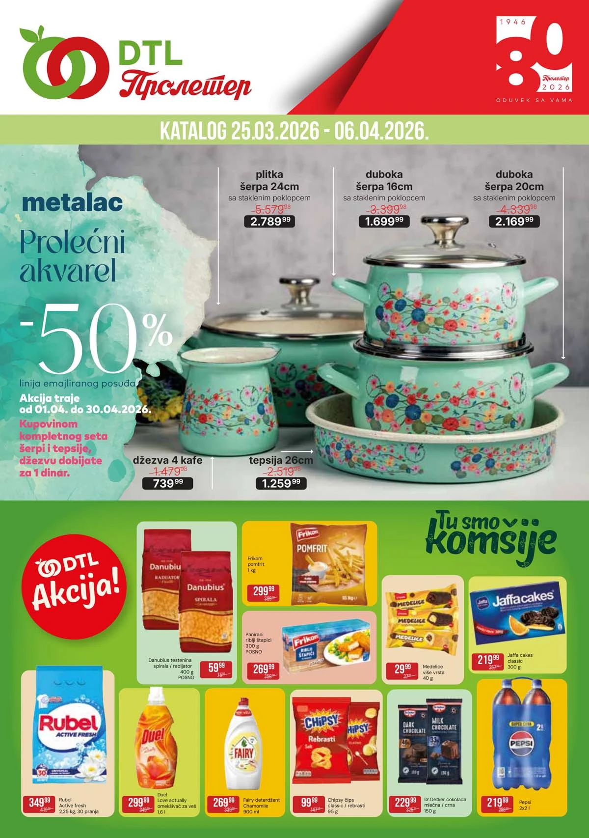DTL Proleter nova akcija i katalog sniženja do 06. april 2026. – prehrana i kućne potrepštine po sniženim cenama u Srbiji