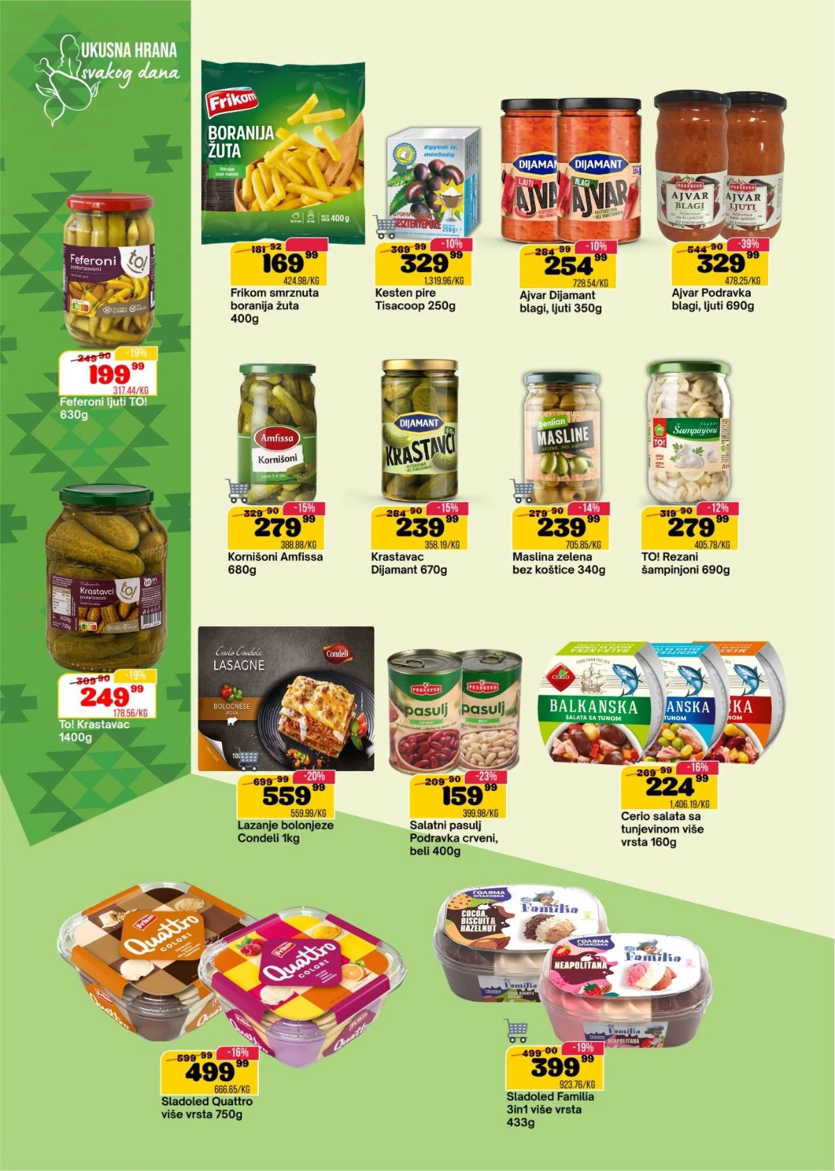 SP Marketi akcija Quattro sladoled, pomfrit, tuna i ajvar po nižim cenama