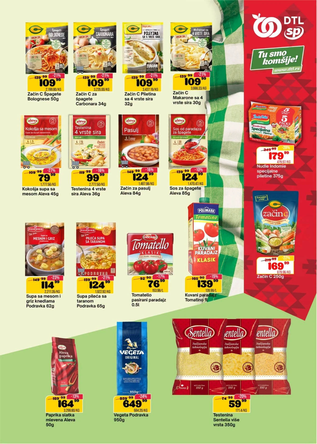 SP Marketi akcija Vegeta, Maggi supe, Kotanyi začini i Quattro sladoledi po nižim cenama