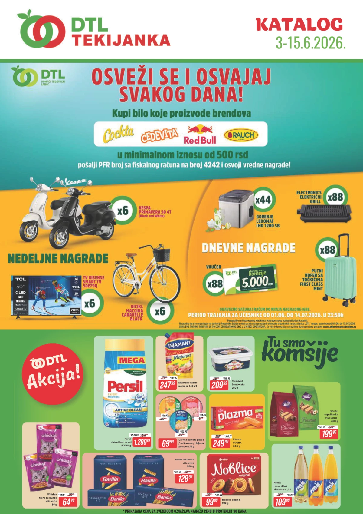 DTL Tekijanka katalog do 15.06.2026 – kafa, testenine, sladoledi i kućna hemija na akciji