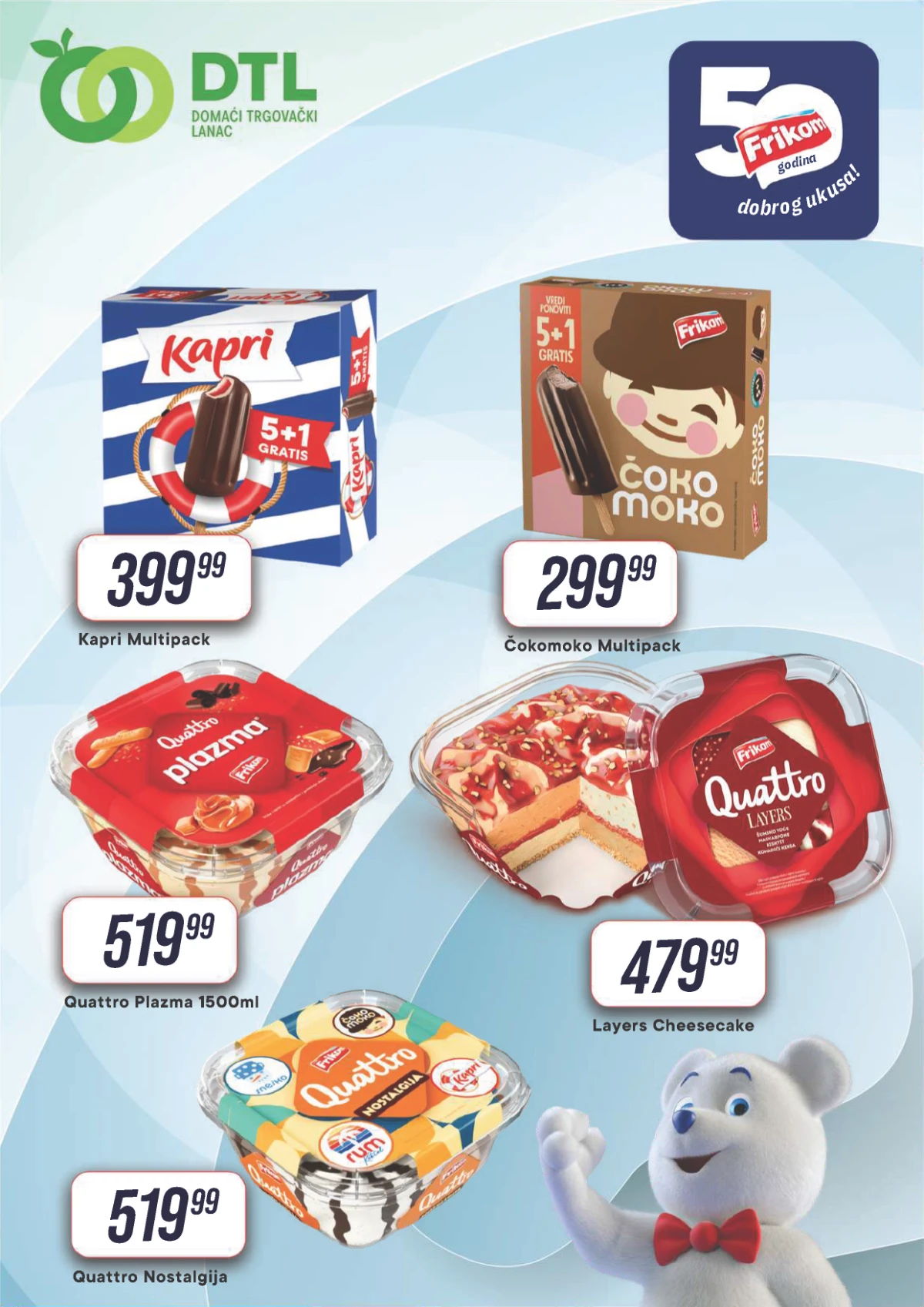 DTL Tekijanka Frikom akcija do 15.06.2026 – Kapri, Čokomoko, Quattro i sladoledi po akcijskim cenama