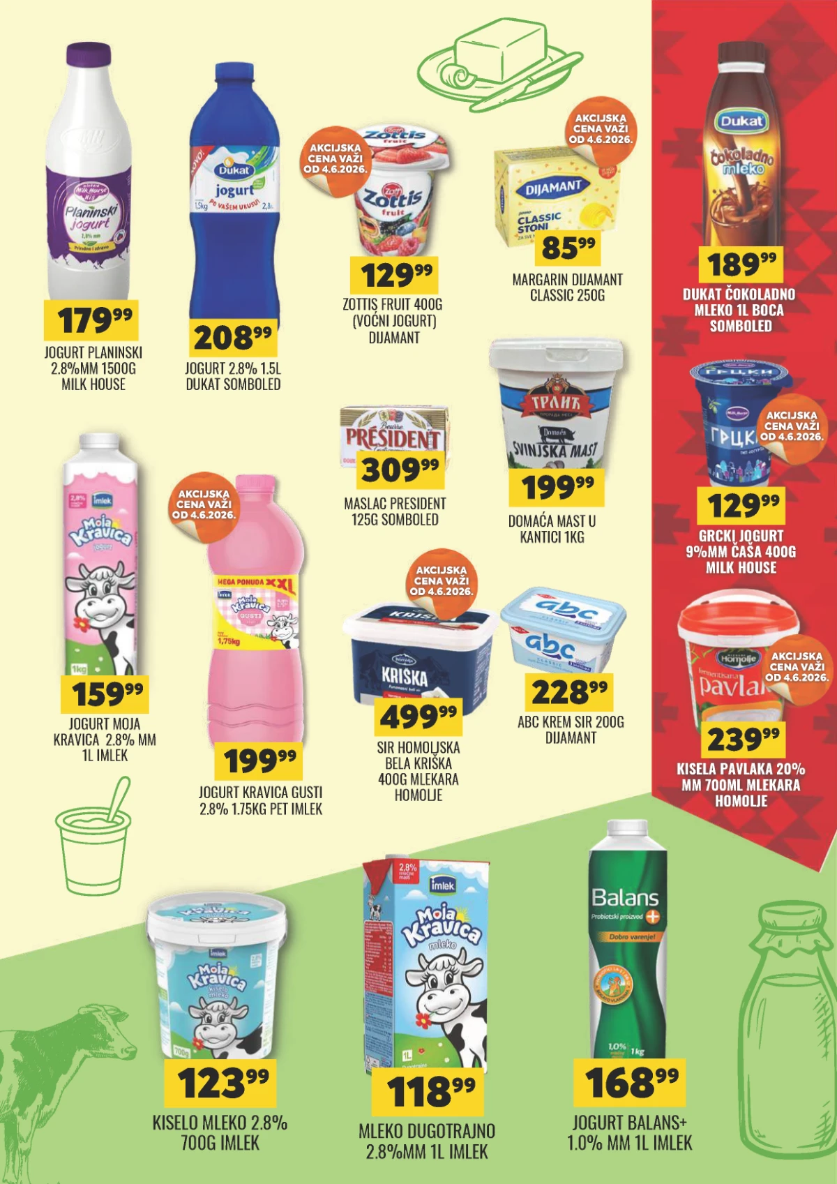 DTL Tekijanka akcija mlečni proizvodi do 15.06.2026 – jogurt, mleko, sir, pavlaka i margarin