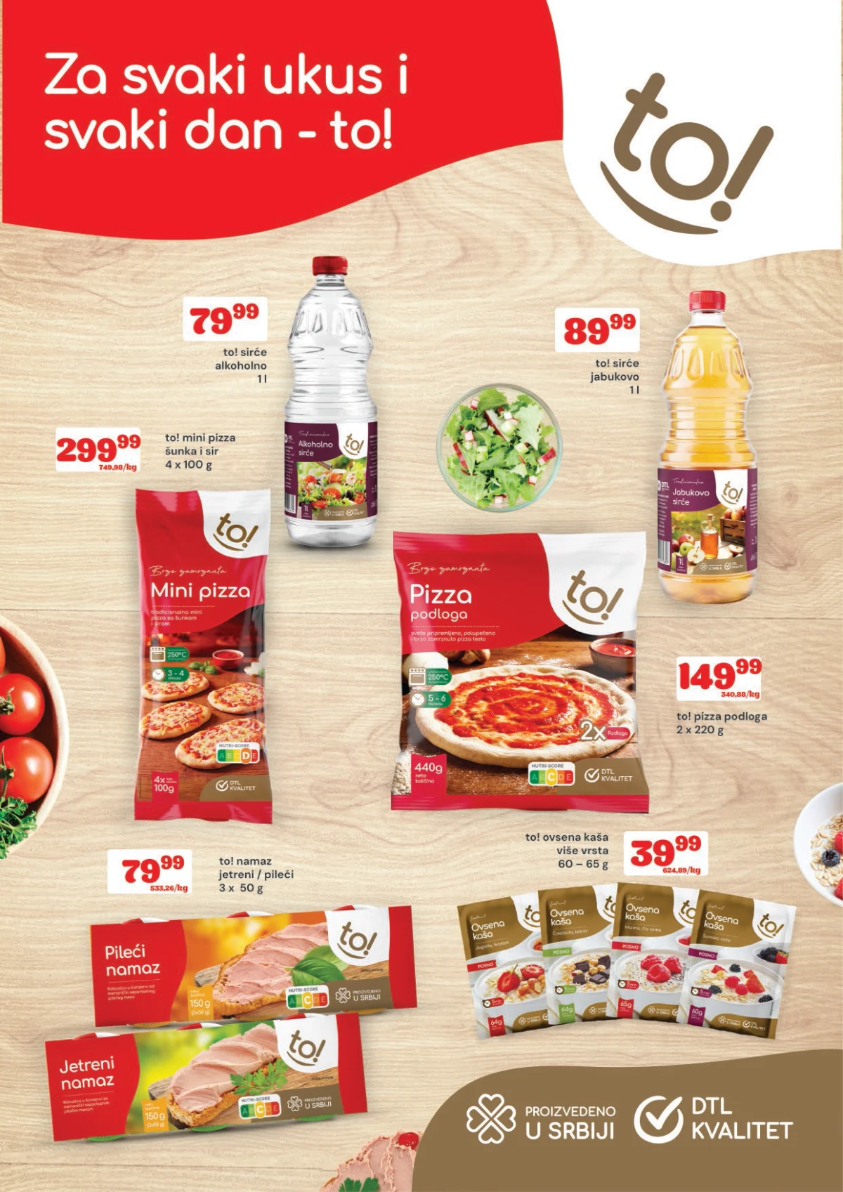 DTL Viva akcija do 29.06.2026 TO! proizvodi, sirće, pizza podloga, namazi i ovsena kaša na sniženju