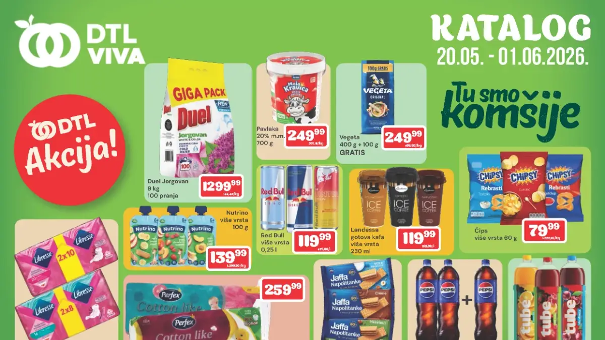 DTL Viva akcija 20.05–01.06.2026 katalog sa sniženjima do 50 posto na prehranu, piće i kućnu hemiju