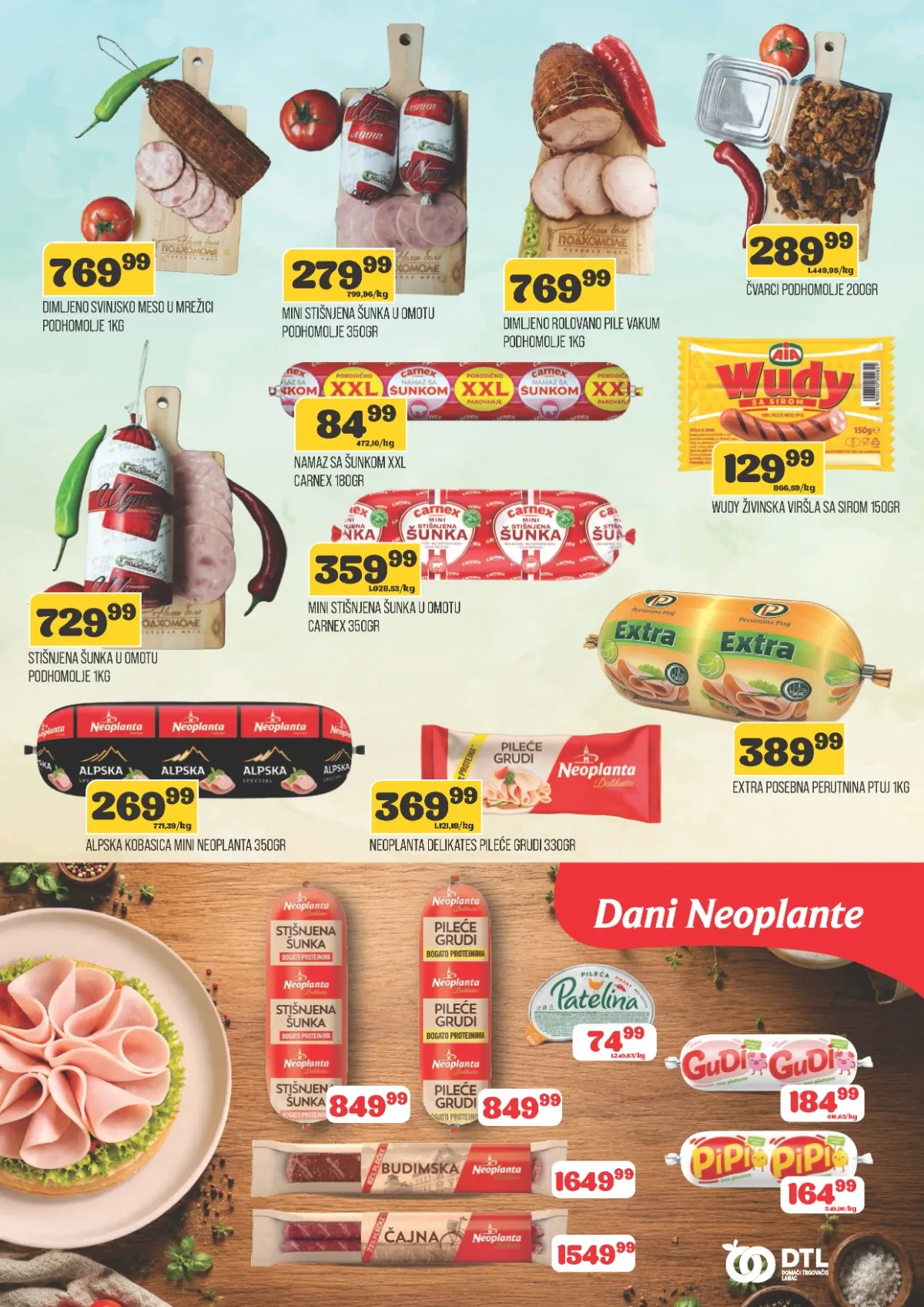 DTL Viva katalog strana 4 – šunke, kobasice, pileća prsa, viršle i drugi suhomesnati proizvodi