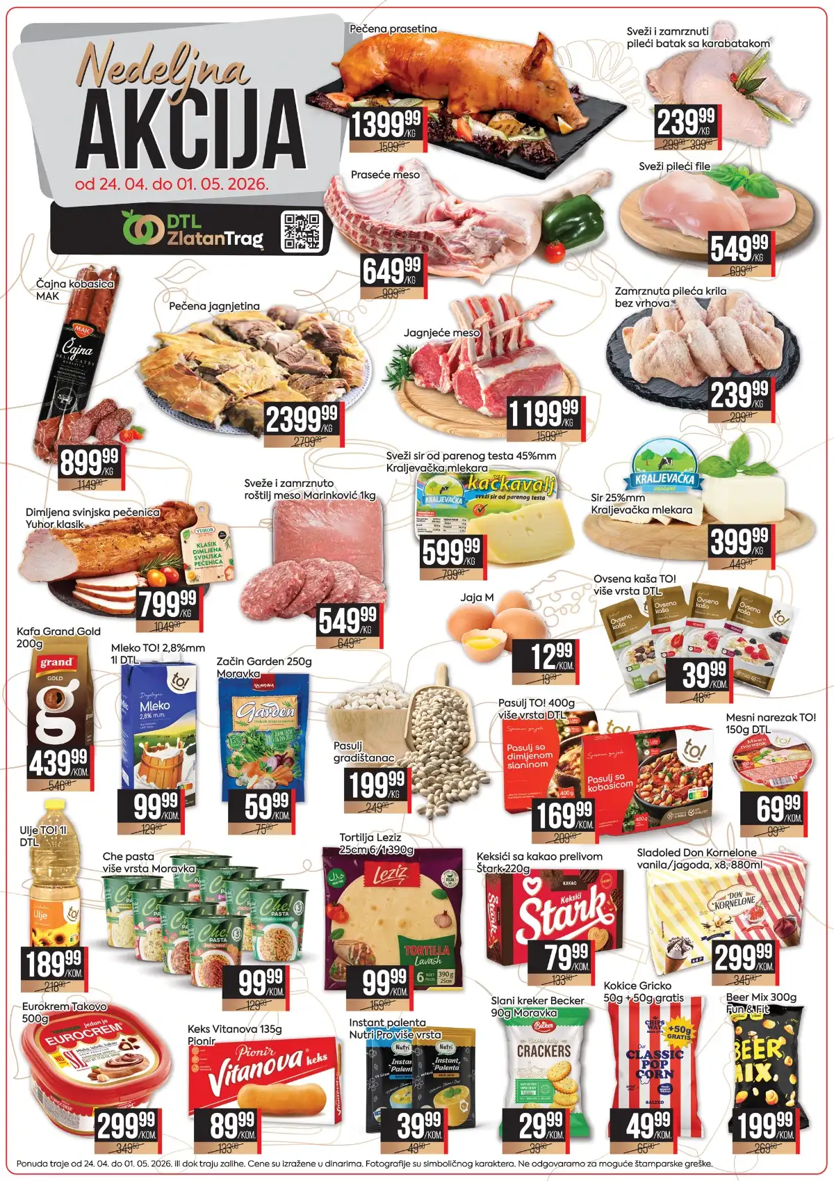 Zlatan Trag nedeljna akcija katalog sniženja do 01.05.2026 meso roštilj kafa mleko i osnovne namirnice Srbija