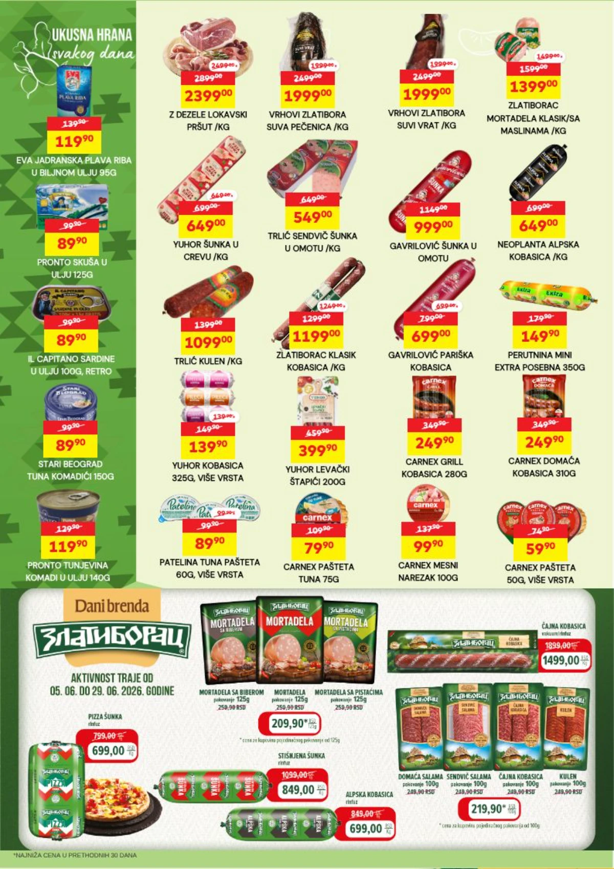Suhomesnati proizvodi i delikatesi na akciji u DTL Žuti Marketi katalogu