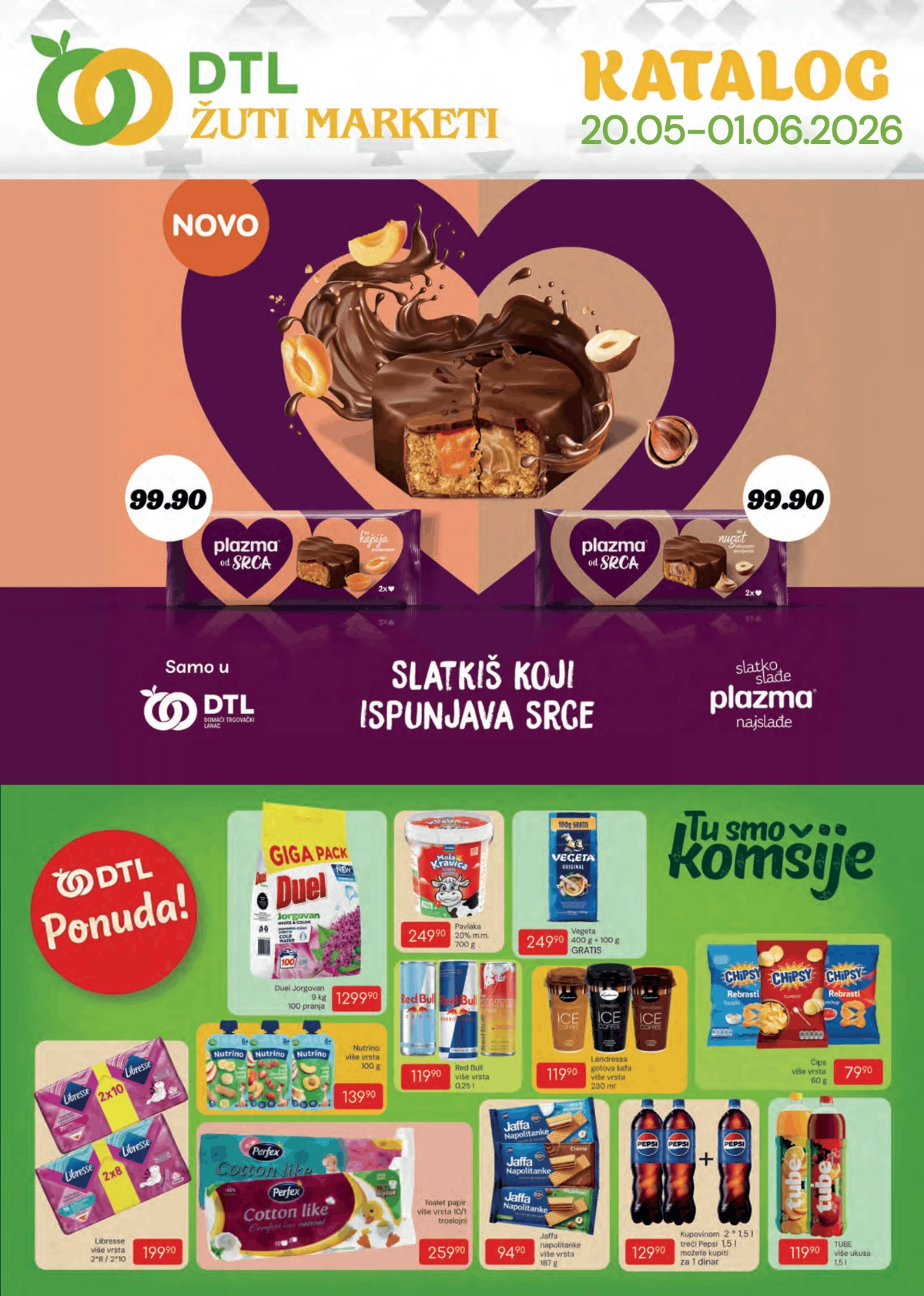 DTL Žuti Marketi akcija do 01.06.2026 – Plazma, kafa, grickalice, suhomesnato i kućna hemija po nižim cenama