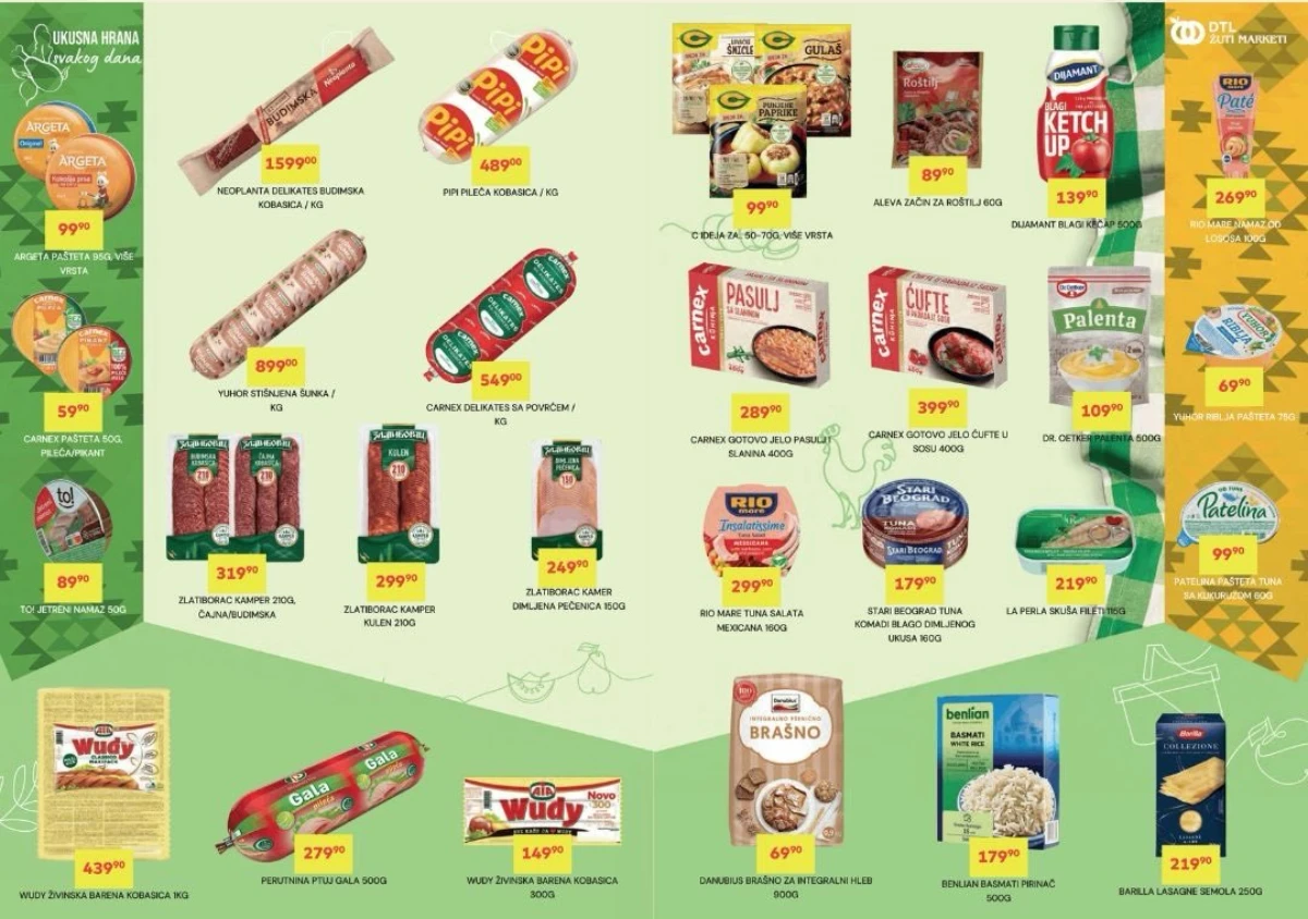 DTL Žuti Marketi katalog 20.05–01.06.2026 – suhomesnato, paštete i gotova jela – strana 4 DTL Žuti Marketi akcija do 01.06.2026 – kobasice, paštete, tunjevina i gotova jela na sniženju