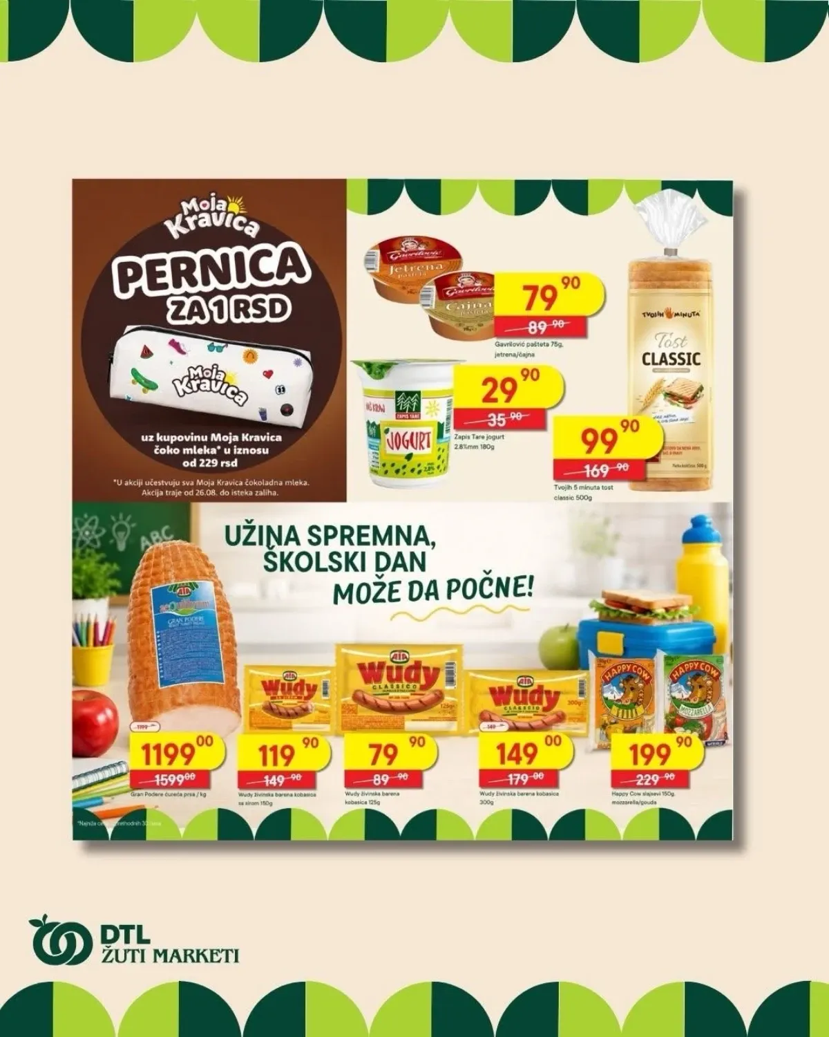 DTL Žuti Market katalog – pašteta, jogurt, tost, ćureća prsa, kobasice i sirevi na akciji