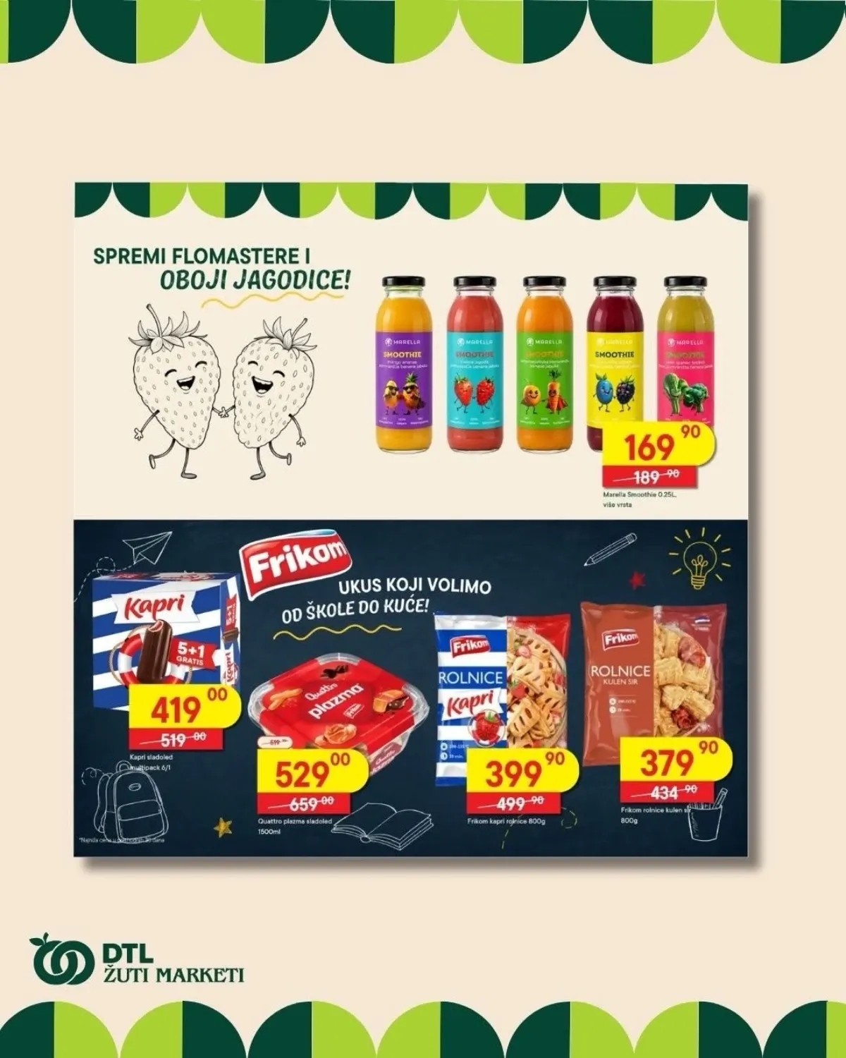 DTL Žuti Market školska akcija od 25.08. do 13.09.2026. – ponuda na stranici 10