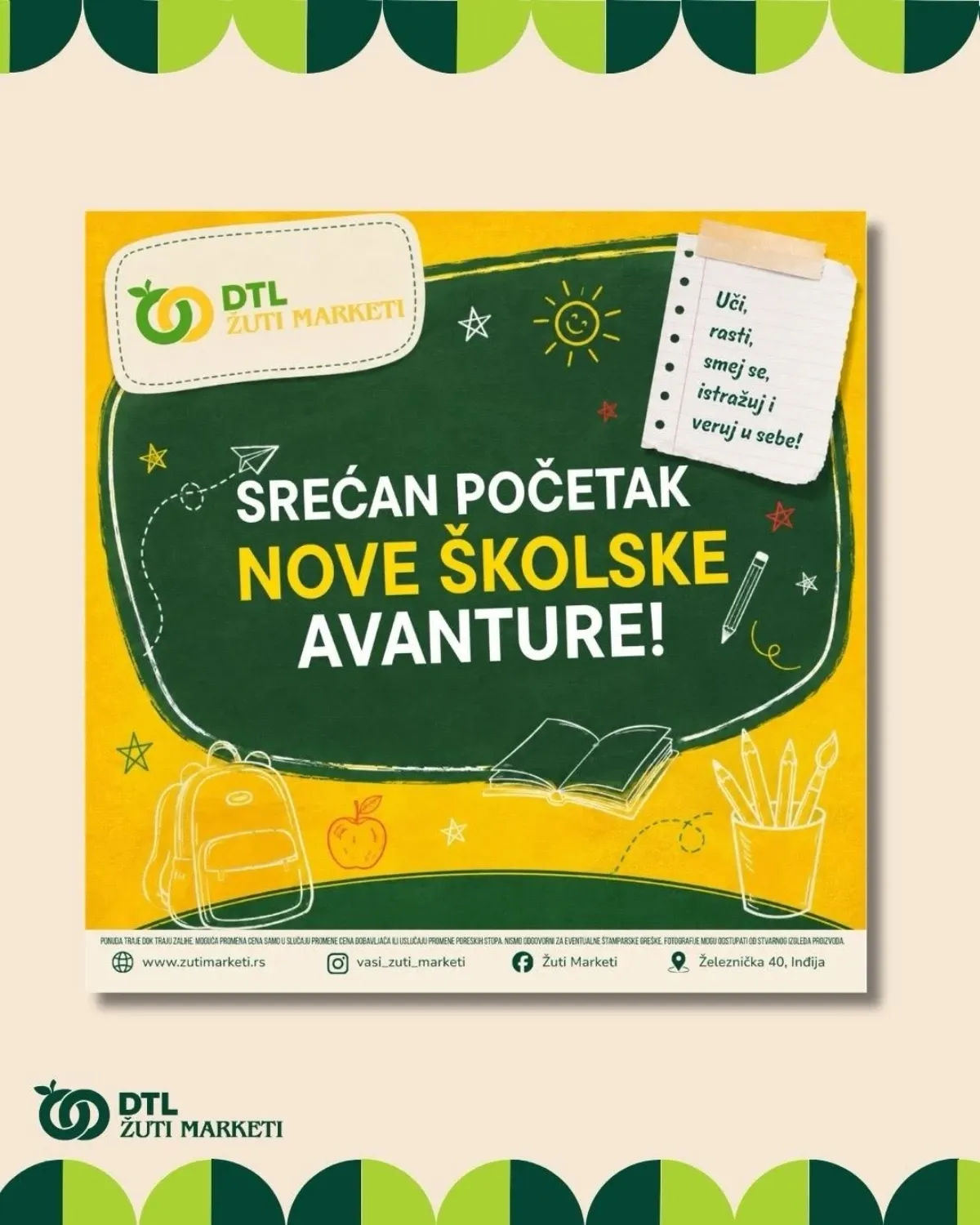 DTL Žuti Market školska akcija od 25.08. do 13.09.2026. – ponuda na stranici 11