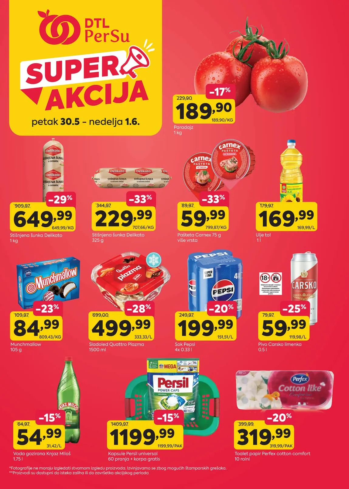 PERSU Marketi Super akcija sniženja za 01.06.2025
