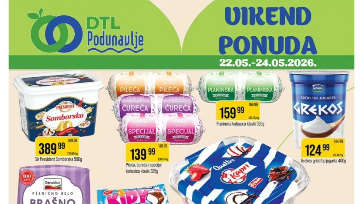 DTL Podunavlje akcija do 24.05.2026 – Quattro 549,99 din, Perfex 199,99 din i vikend kupovina po nižim cenama