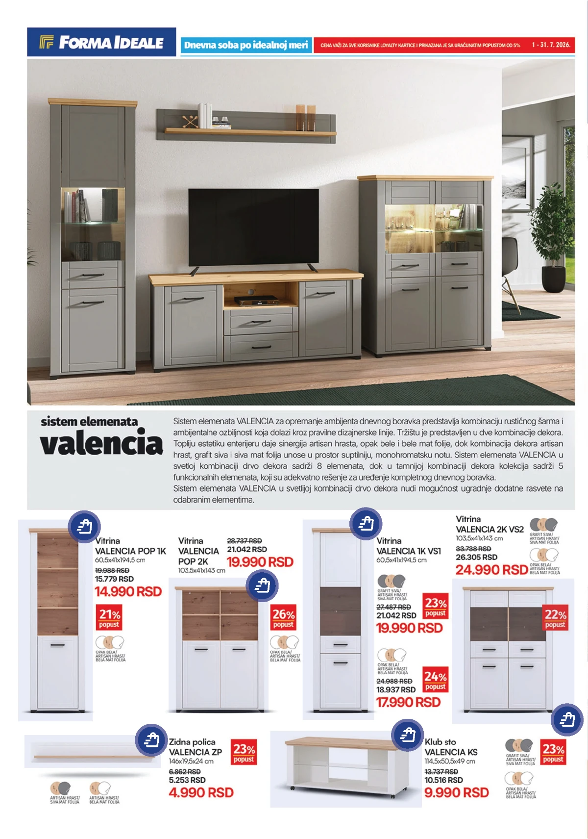 Forma Ideale Valencia sistem elemenata za dnevnu sobu uz julske popuste