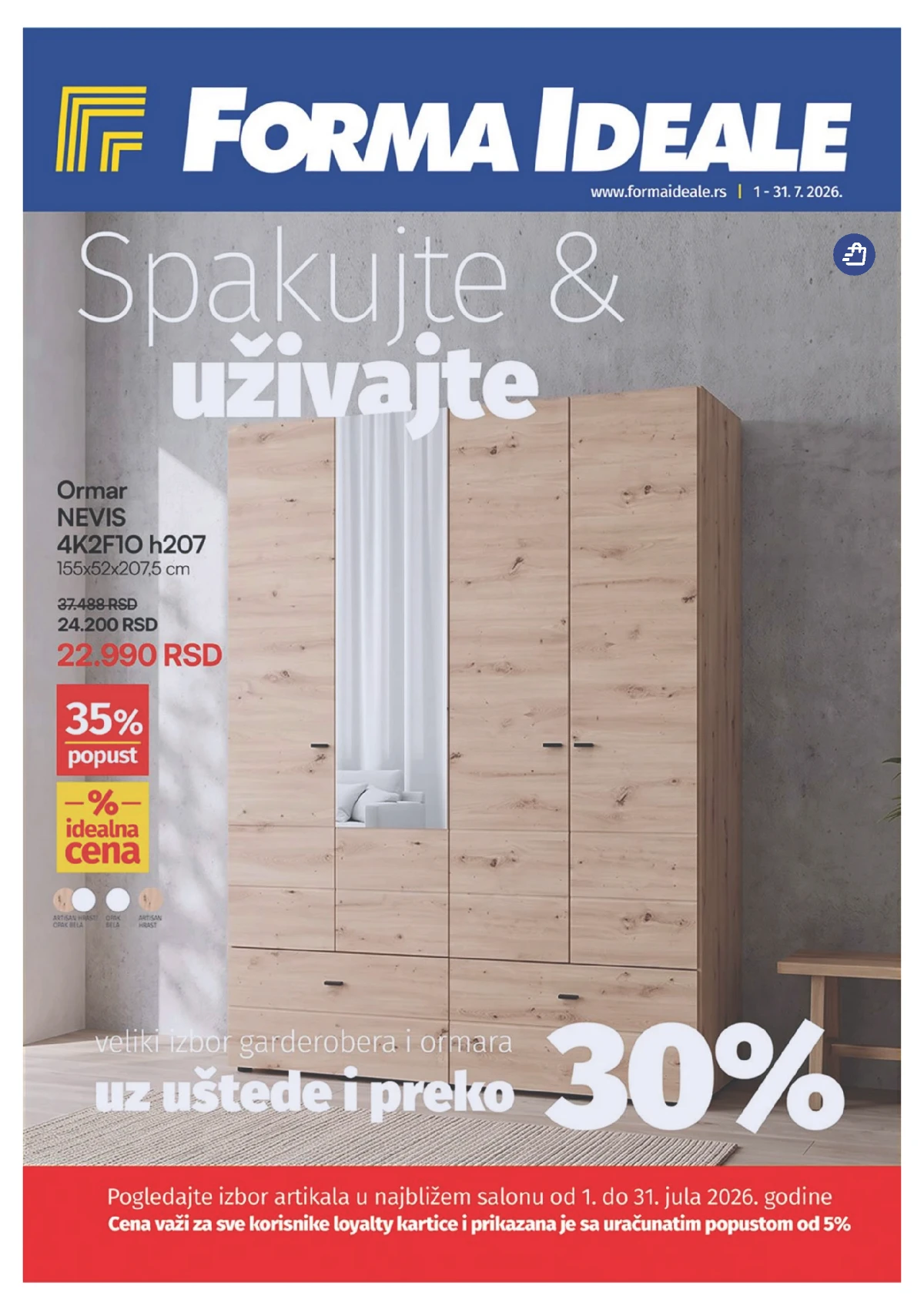 Forma Ideale katalog garderobera i ormara sa popustima do 35% i velikim izborom modela do 31.07.2026.
