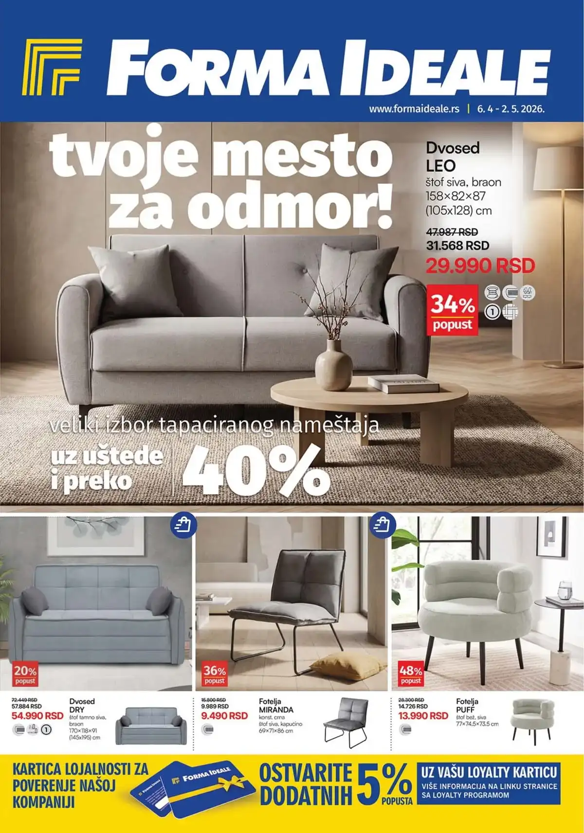 Forma Ideale tapacirani nameštaj akcija do 02.05.2026 katalog Srbija