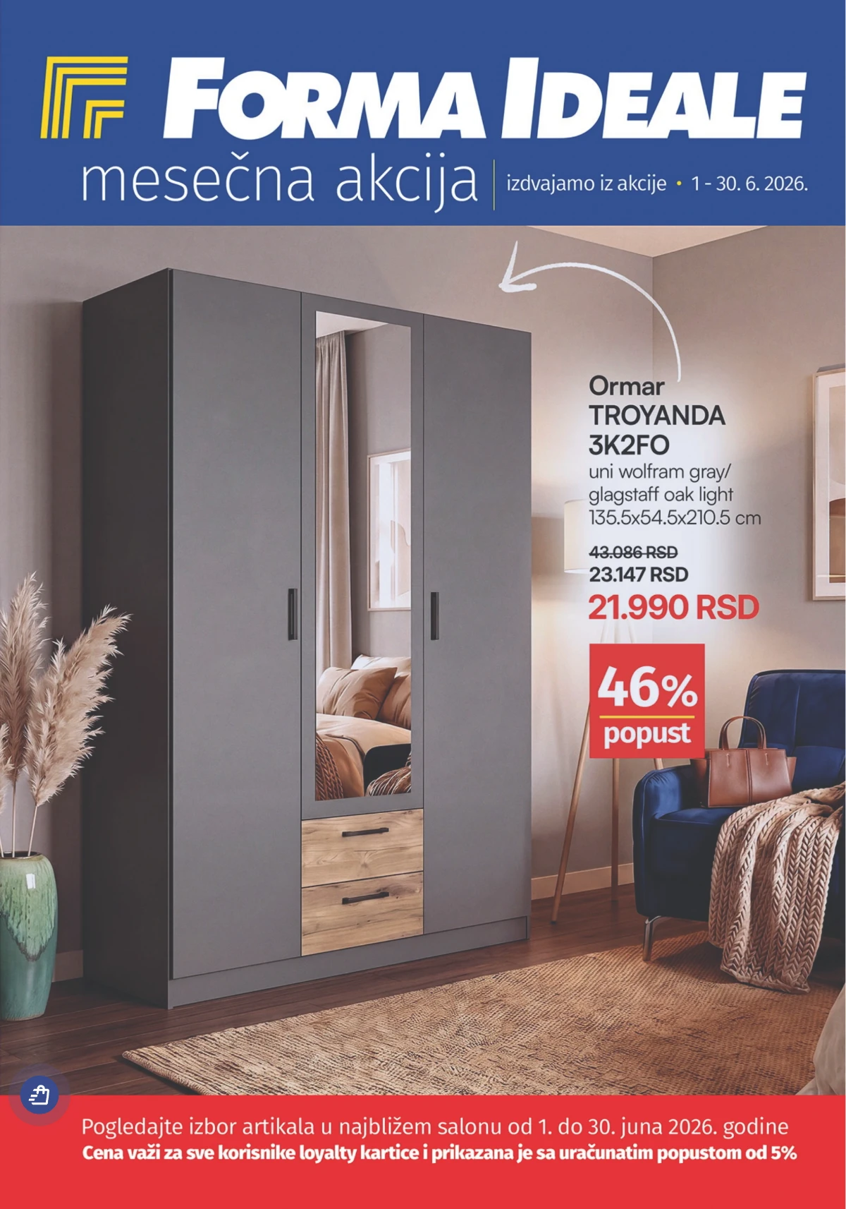 Forma Ideale mesečna akcija do 54% popusta na ormare do 30.06.2026