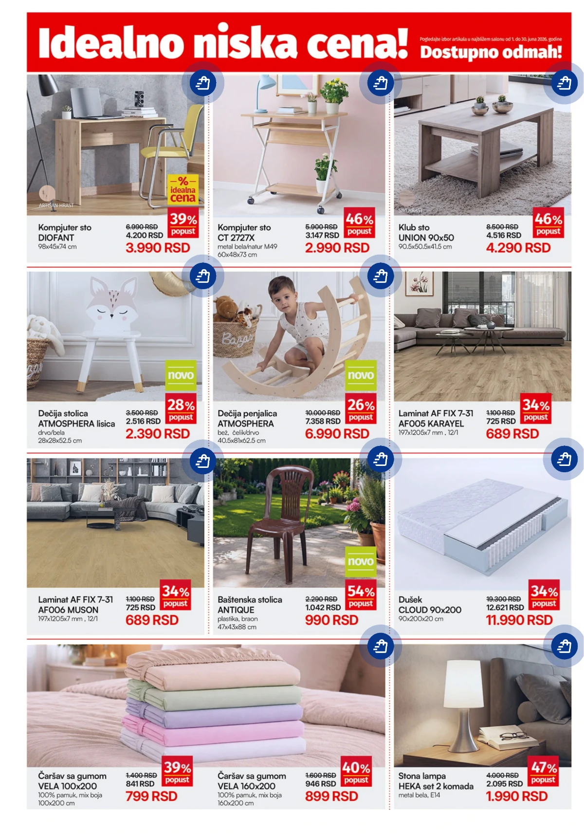 Forma Ideale akcija jun 2026 stolovi laminati dušeci i rasveta