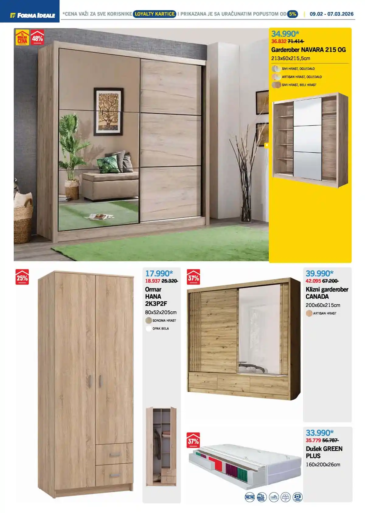 Forma Ideale katalog ormari i kreveti – akcija do 7. marta 2026. Forma Ideale katalog nameštaja – ormari i kreveti na akciji do 7. marta 2026.