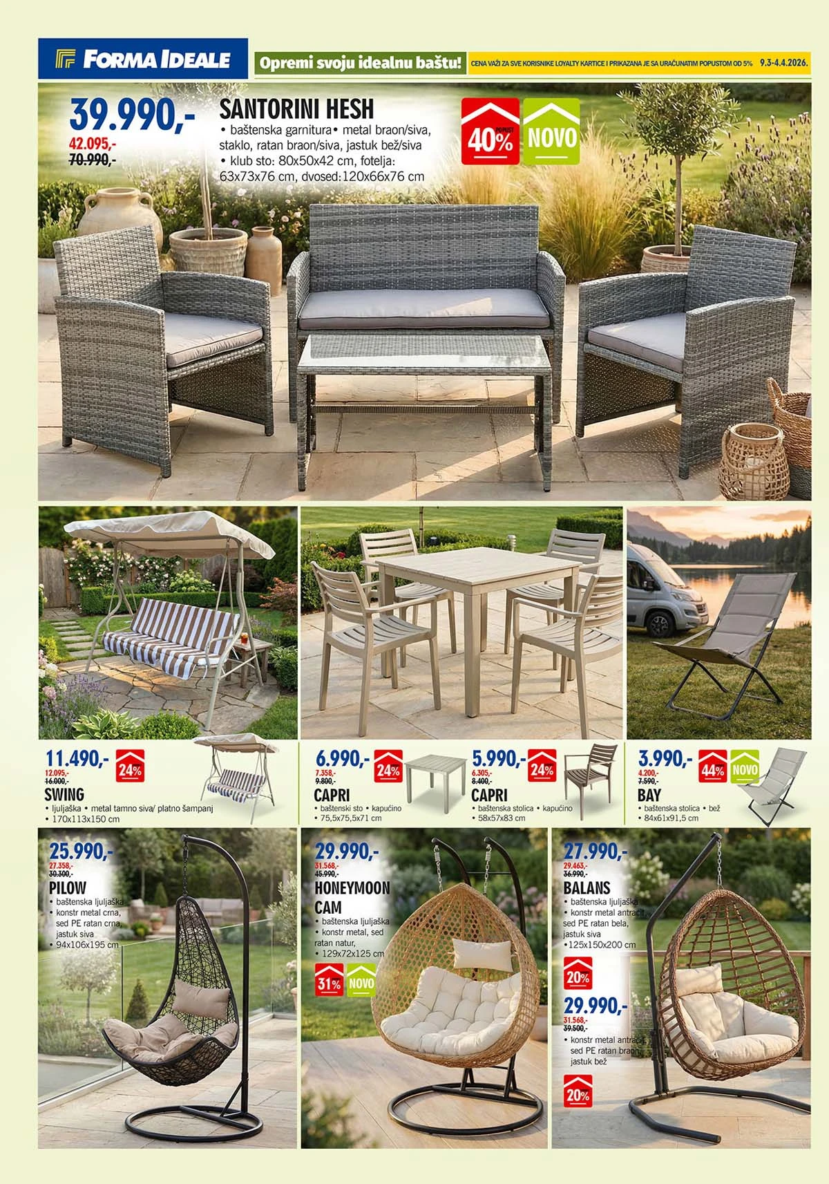 Forma Ideale katalog baštenski nameštaj – ponuda stolova i stolica za dvorište do 04. aprila 2026