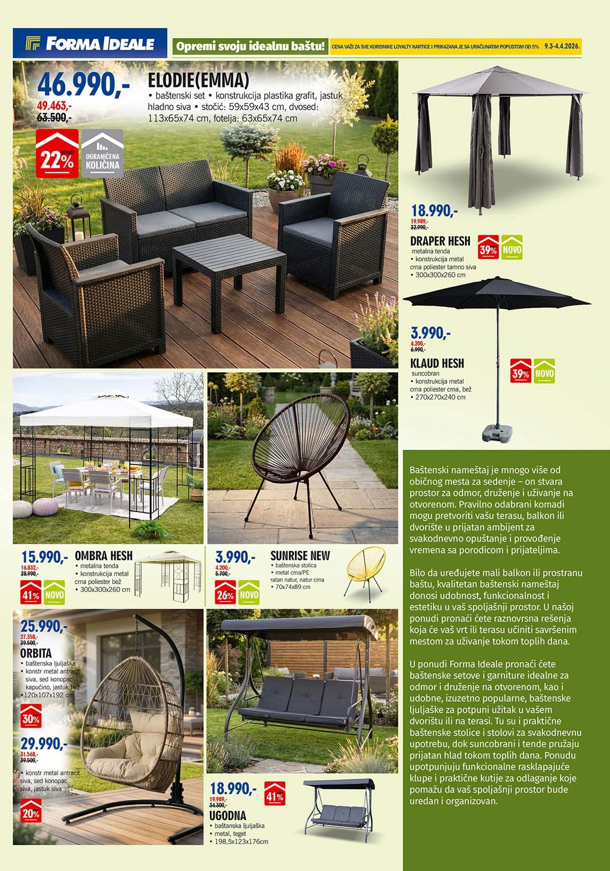 Forma Ideale katalog bašta – setovi za dvorište i terasu na sniženju