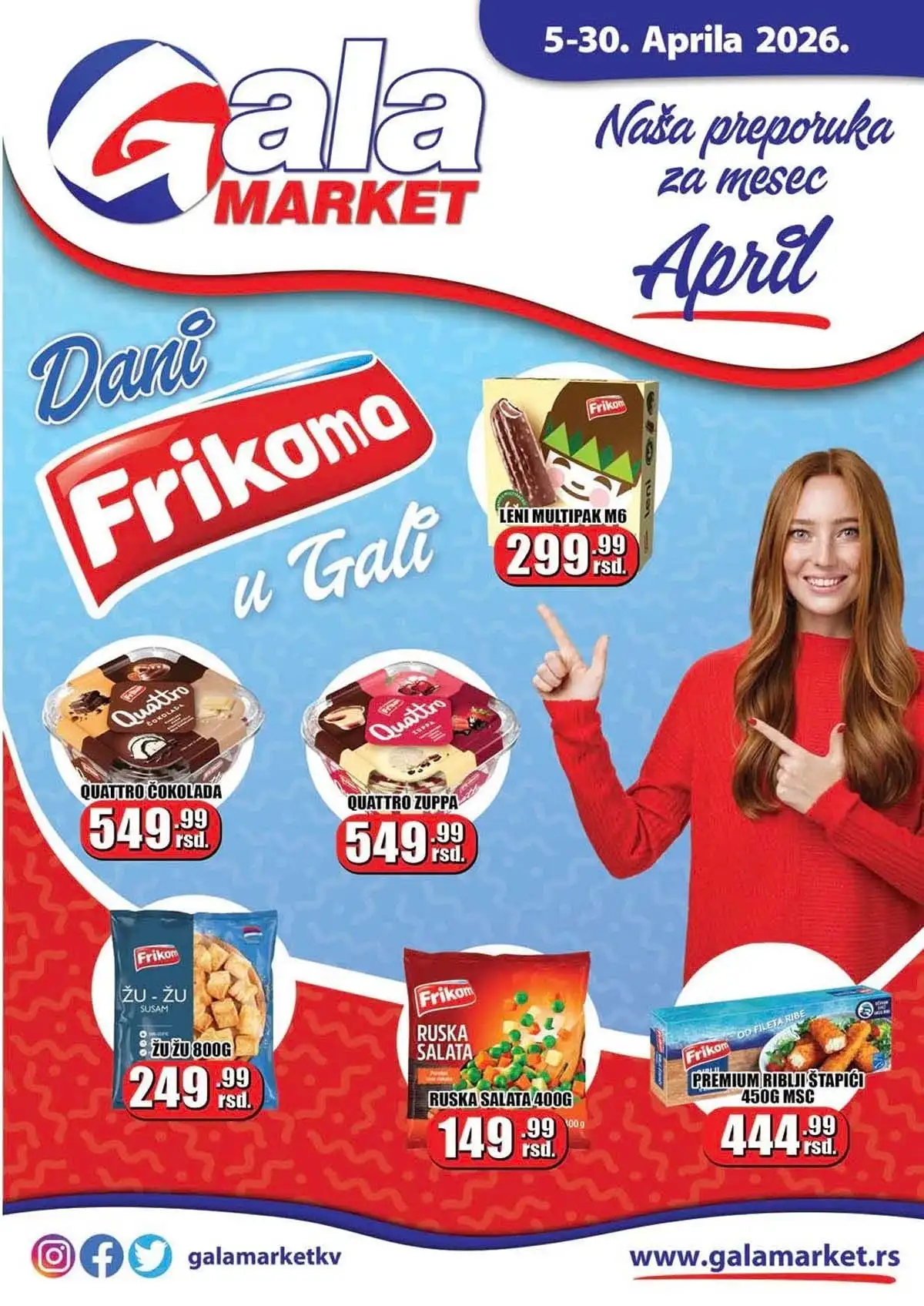 Gala Market katalog sniženja – akcijska ponuda prehrambenih proizvoda i kućnih potrepština do 30. aprila 2026.