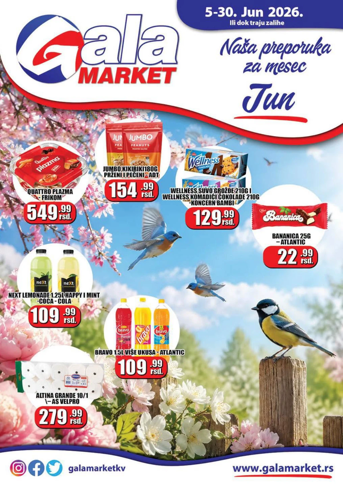 Gala Market katalog jun 2026 – prehrana, piće, slatkiši i kućna hemija na akciji do 30.06.2026.