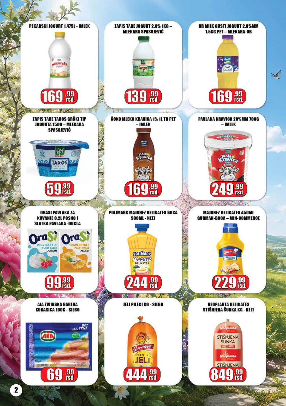 Gala Market katalog strana 2 – jogurt, pavlaka, majonez i delikates proizvodi na akciji