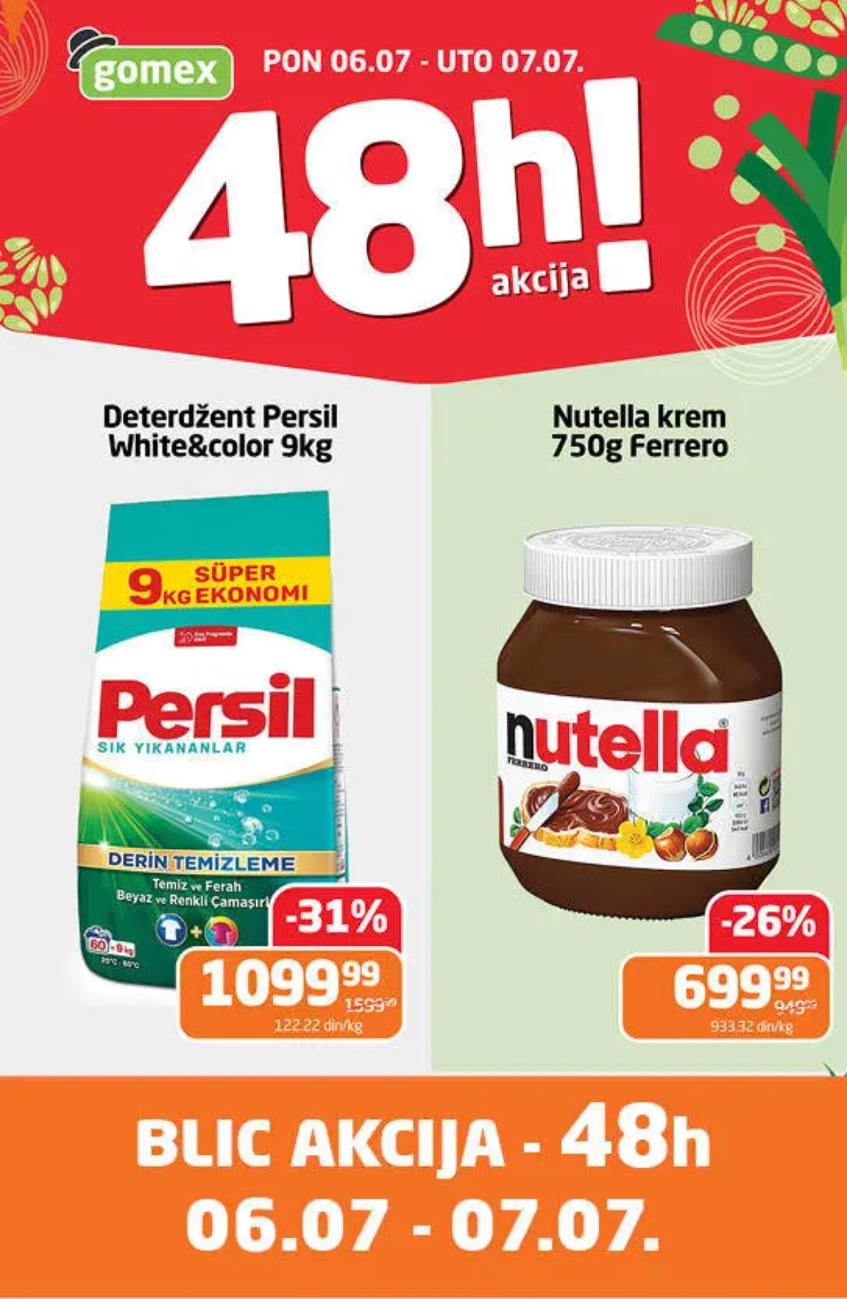 Gomex 48h akcija od 06. do 07.07.2026. donosi dvodnevne popuste do 31% na veliki broj proizvoda