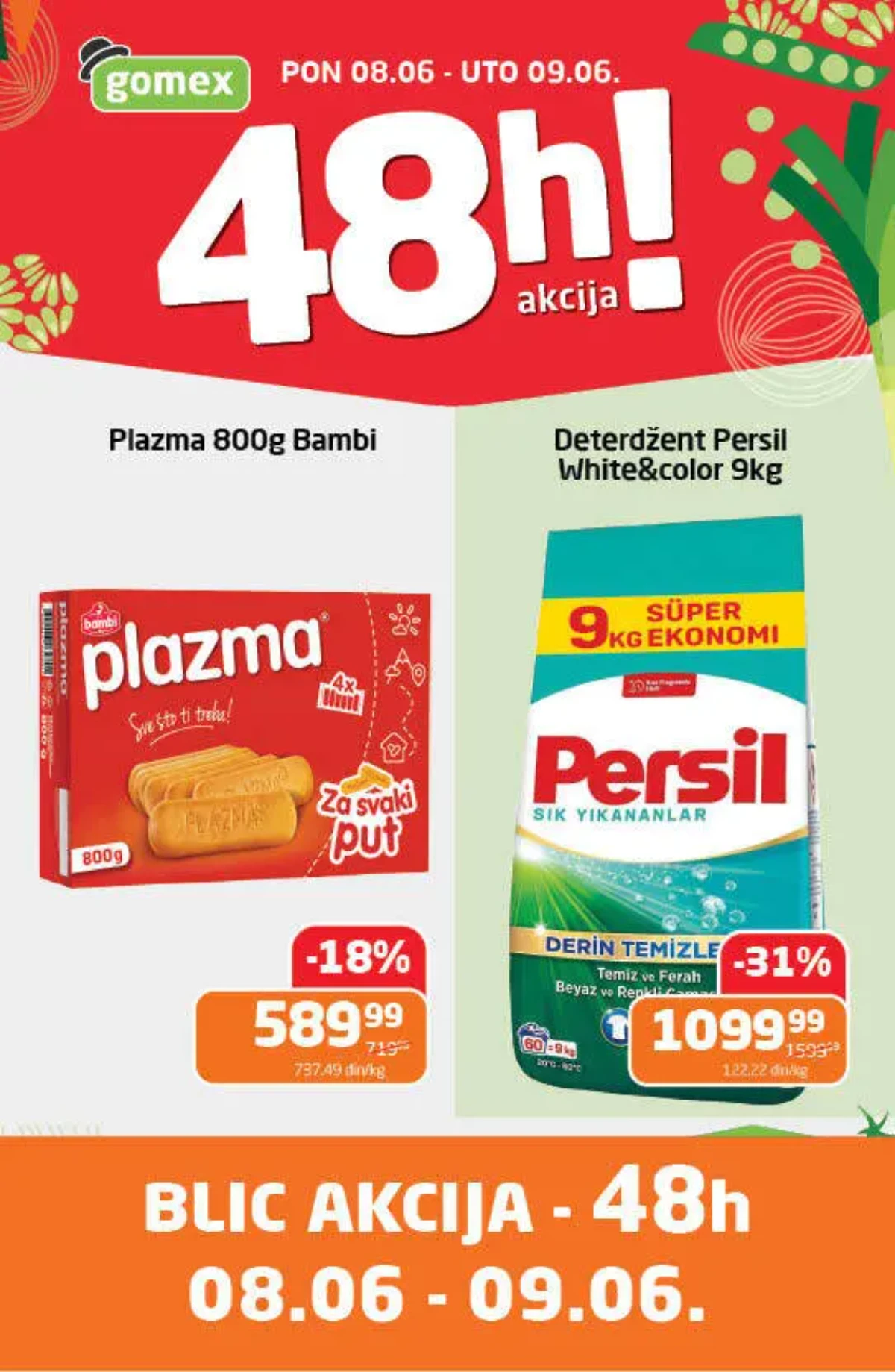 Gomex 48h akcija 08–09.06.2026 – Plazma i Persil na sniženju