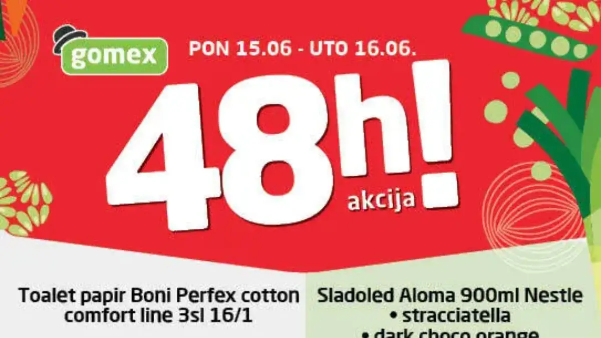Gomex katalog Lakše od srede do 14.06.2026 – prehrana, meso, mleko, ulje, šećer i svakodnevne namirnice na akciji