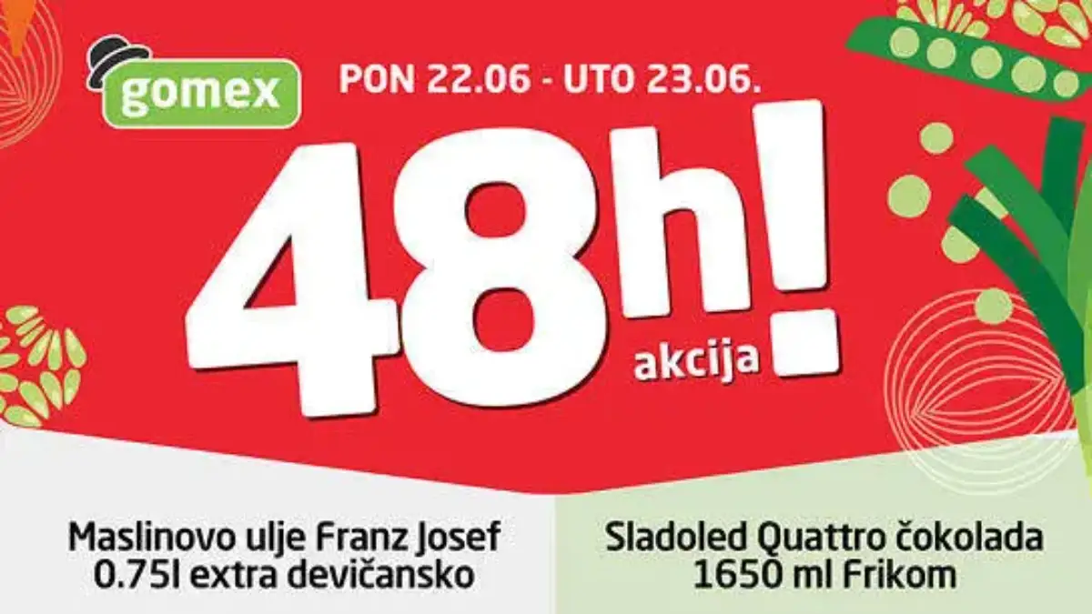 Gomex 48h akcija 22. i 23.06.2026 – prehrana, sladoledi, ulje i proizvodi za svakodnevnu kupovinu po nižim cenama