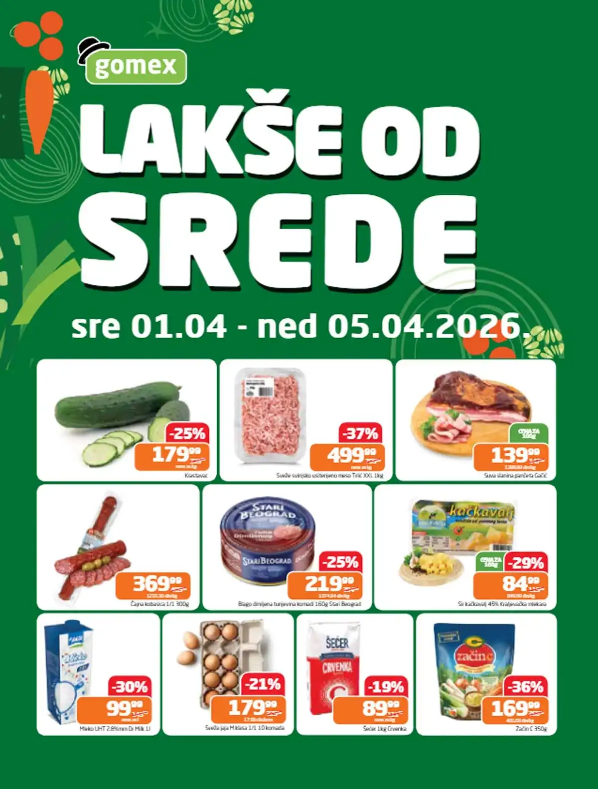 Gomex akcija Lakše od srede katalog sniženja do 04.05.2026 – prehrana, voće, meso i kućni proizvodi